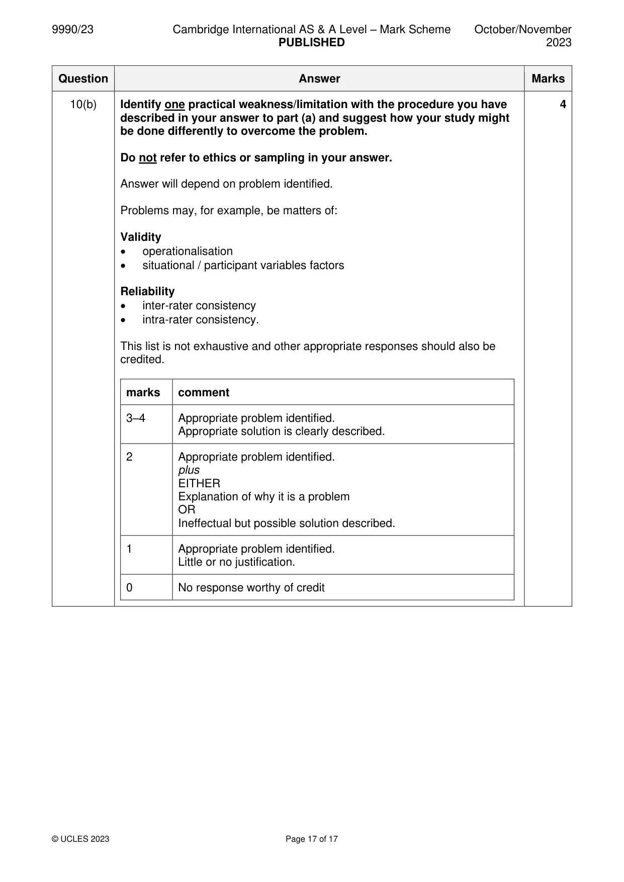 Mark scheme, page 17 of 17