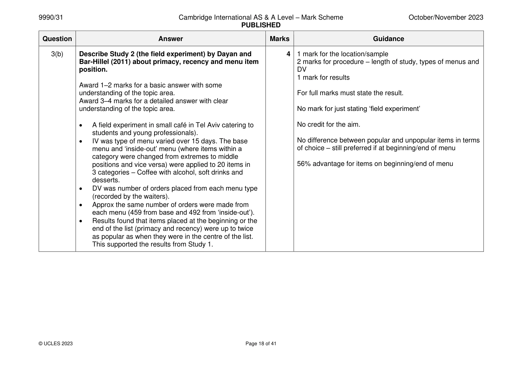 Mark scheme, page 18 of 41
