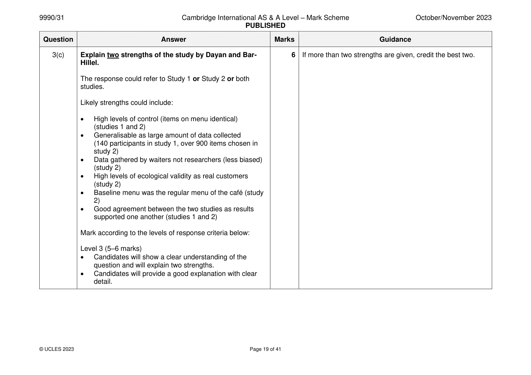 Mark scheme, page 19 of 41