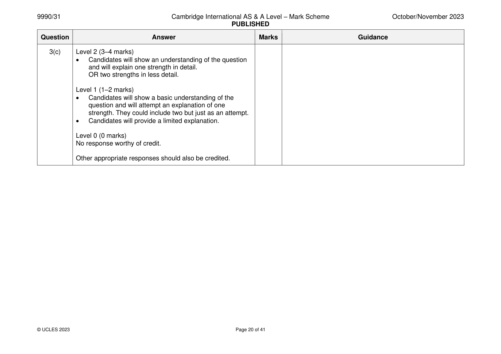 Mark scheme, page 20 of 41