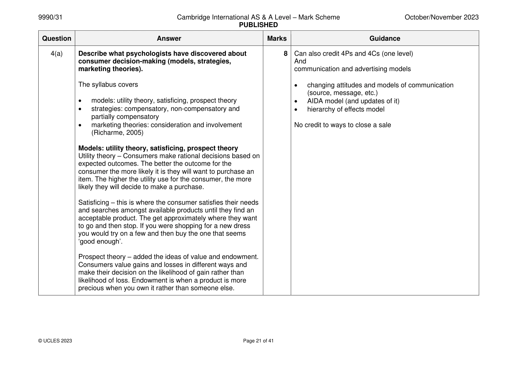 Mark scheme, page 21 of 41