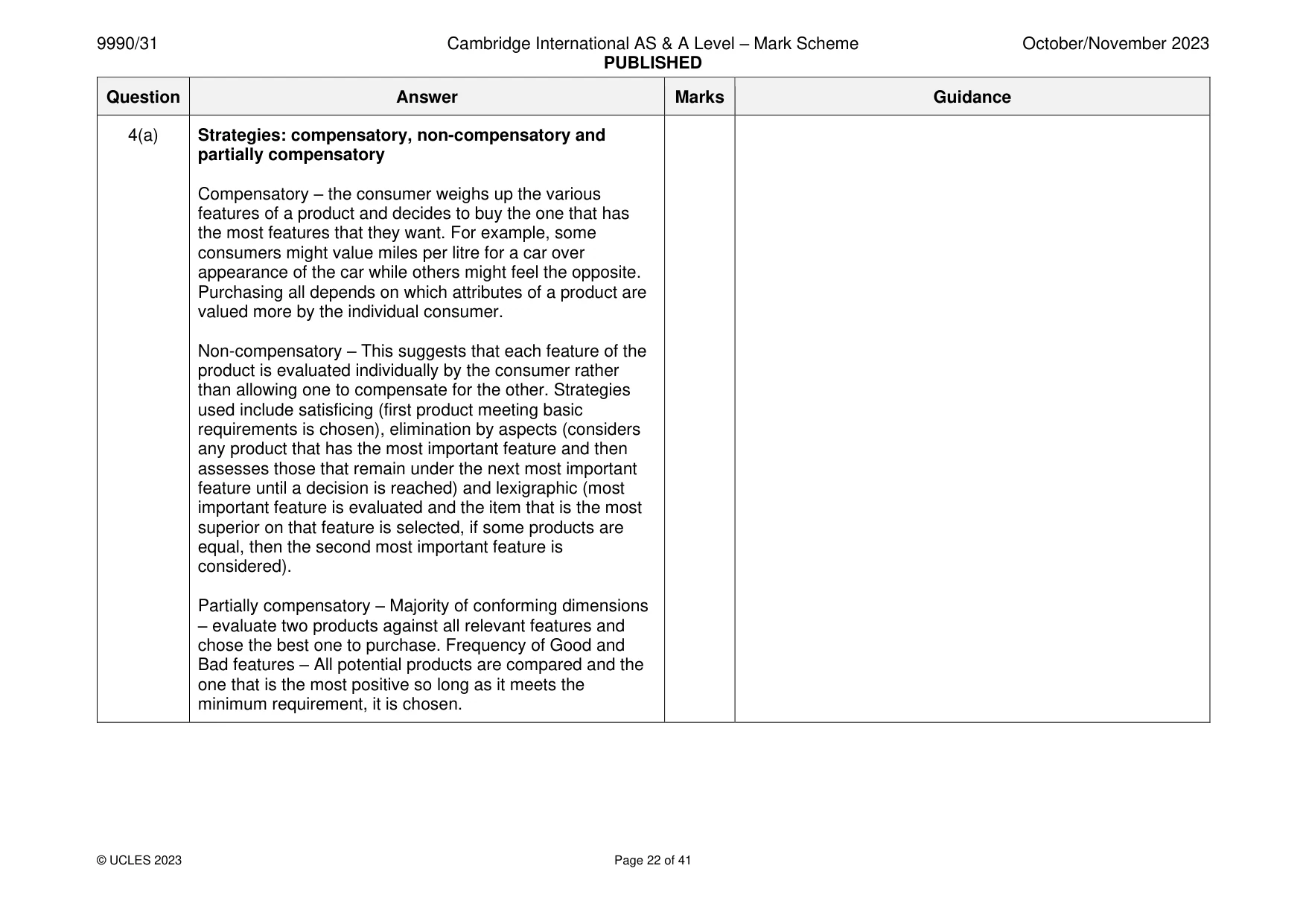 Mark scheme, page 22 of 41