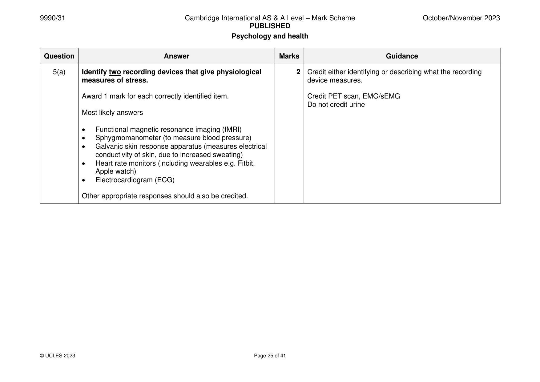 Mark scheme, page 25 of 41