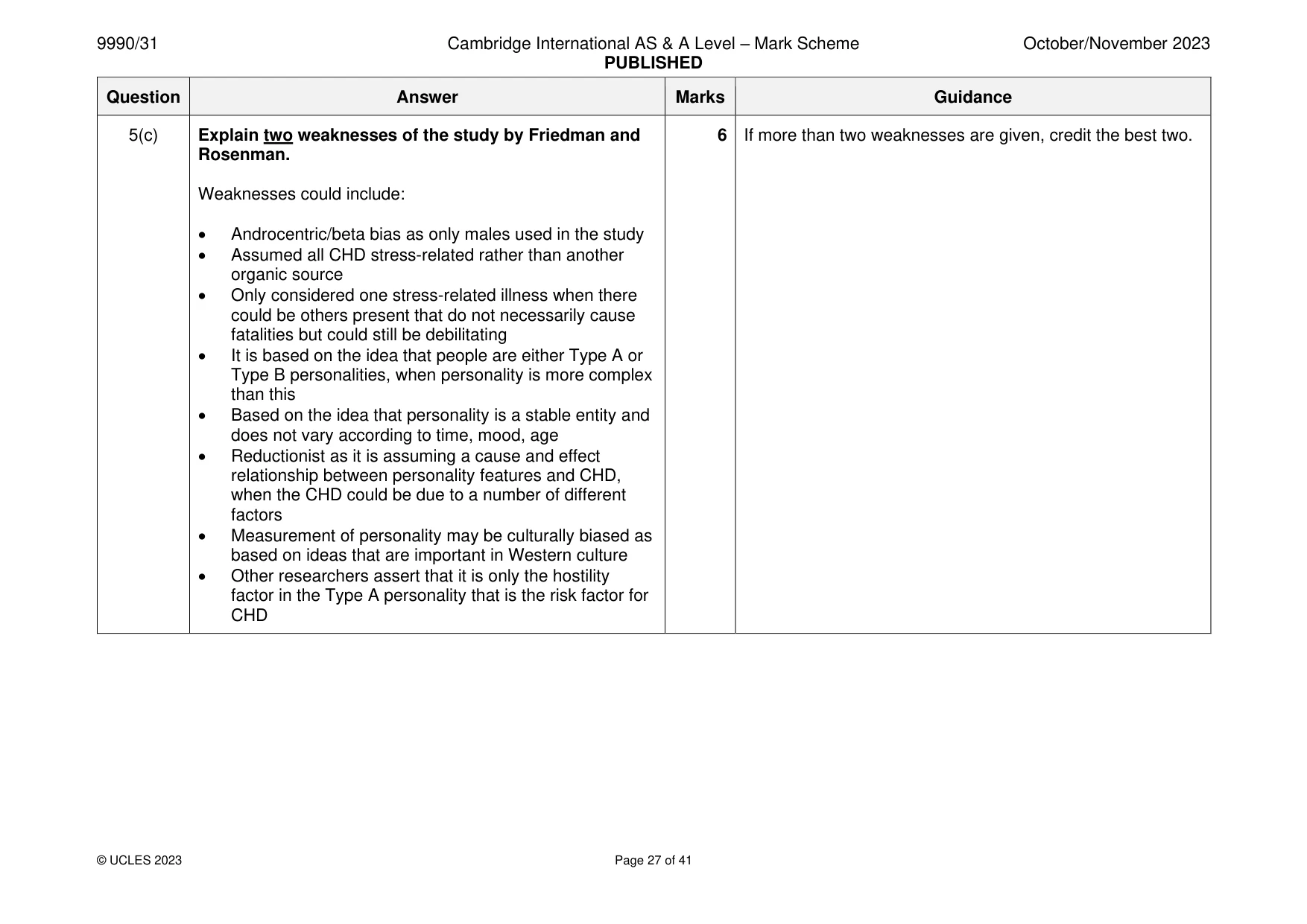 Mark scheme, page 27 of 41
