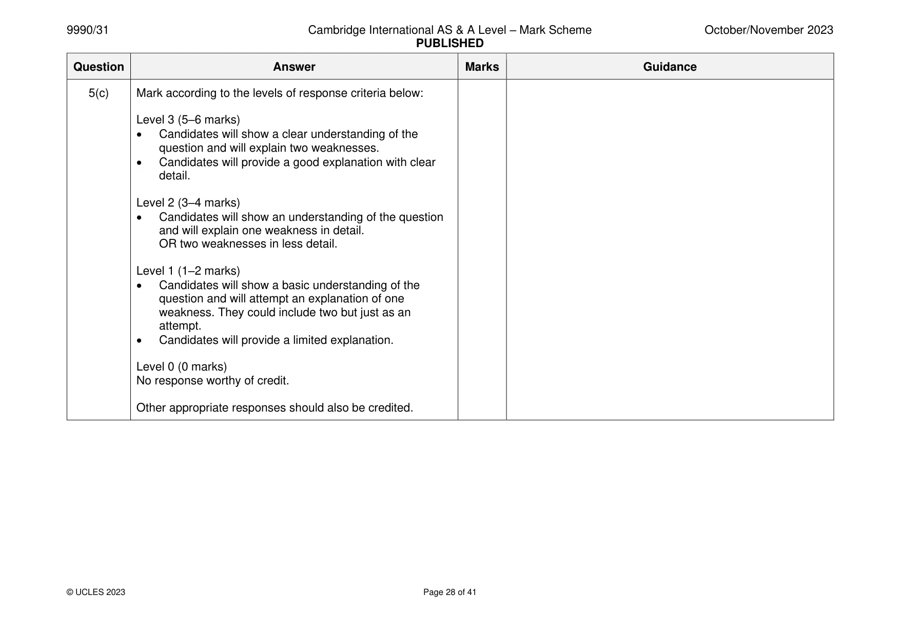 Mark scheme, page 28 of 41