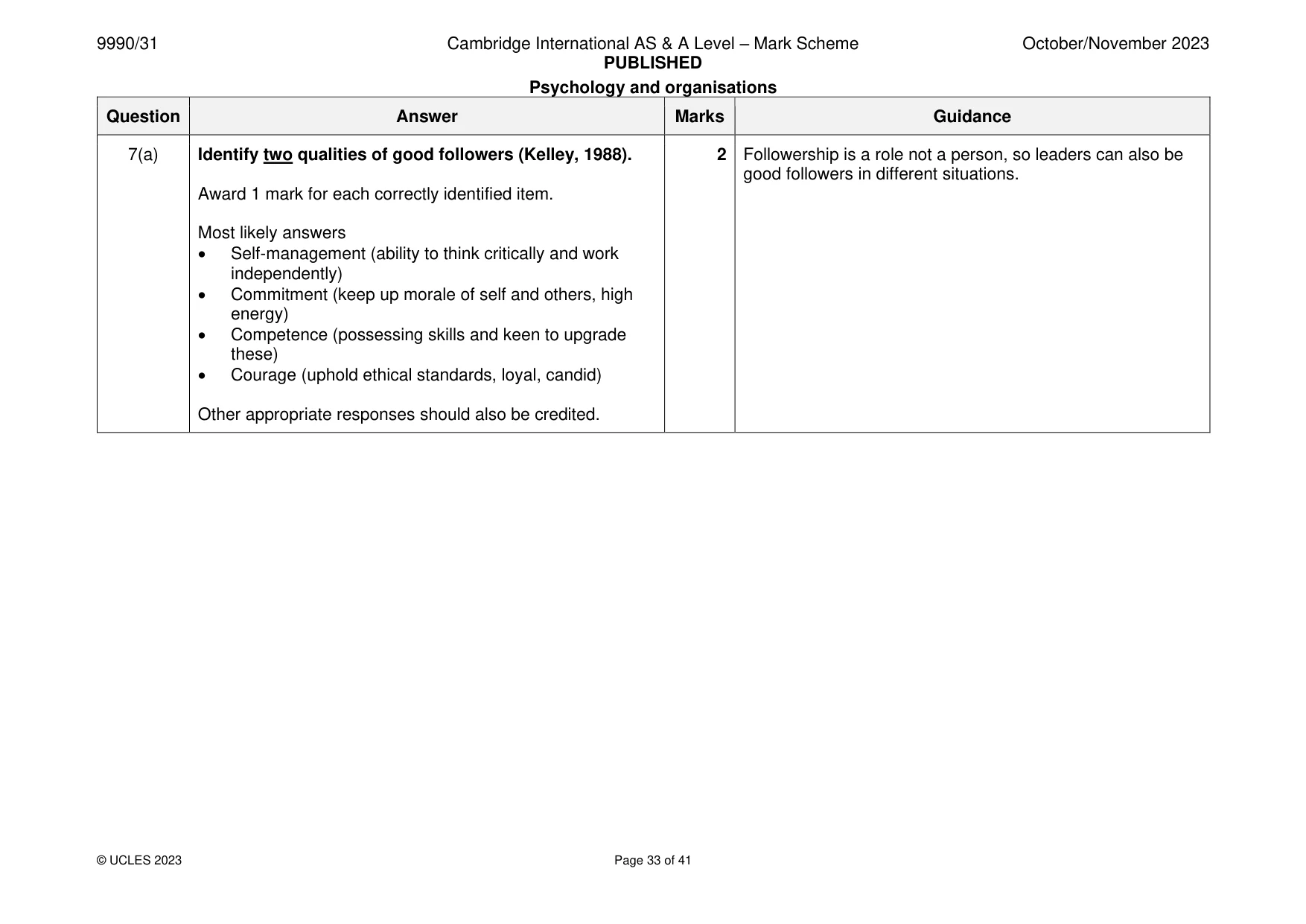 Mark scheme, page 33 of 41