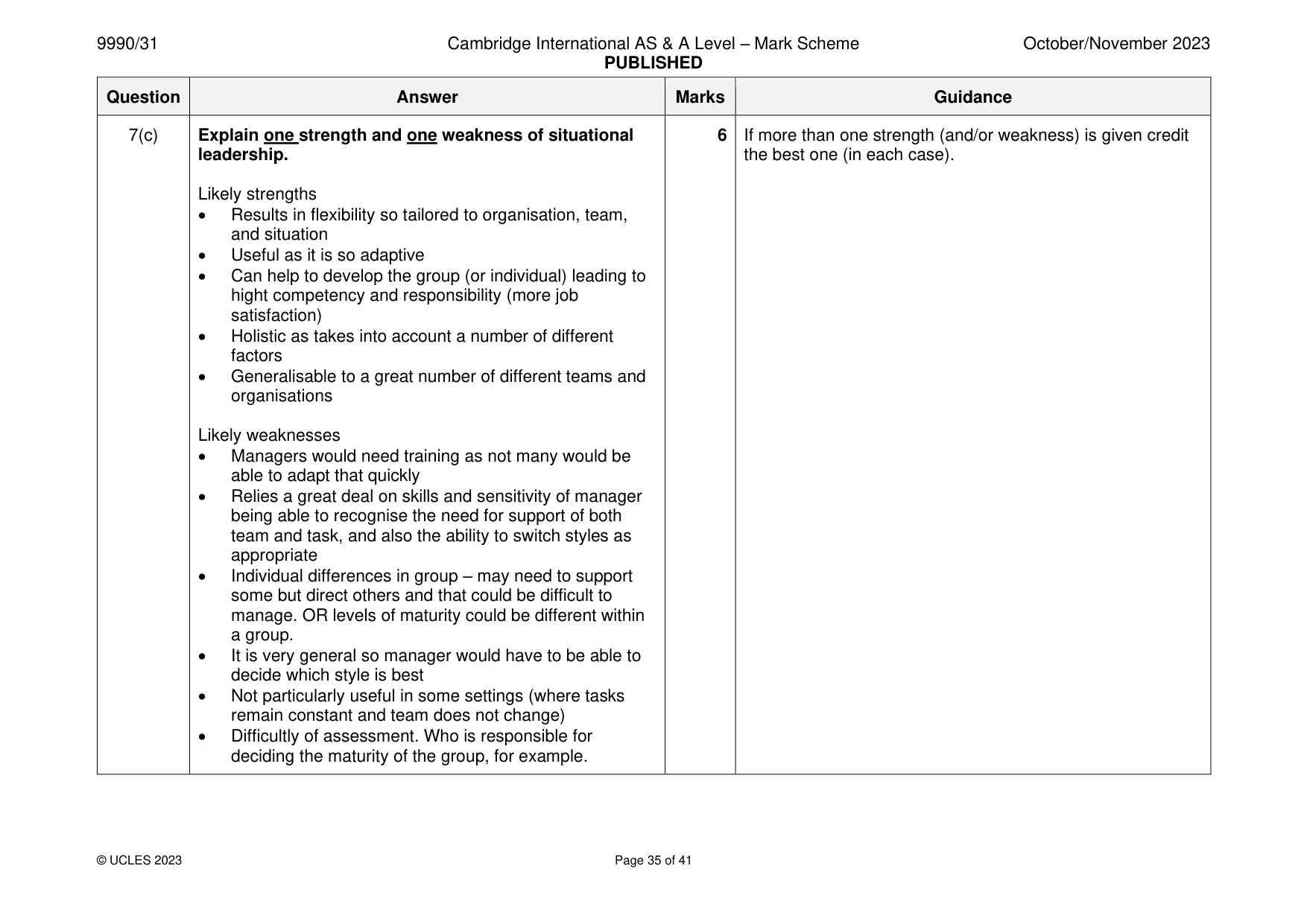 Mark scheme, page 35 of 41