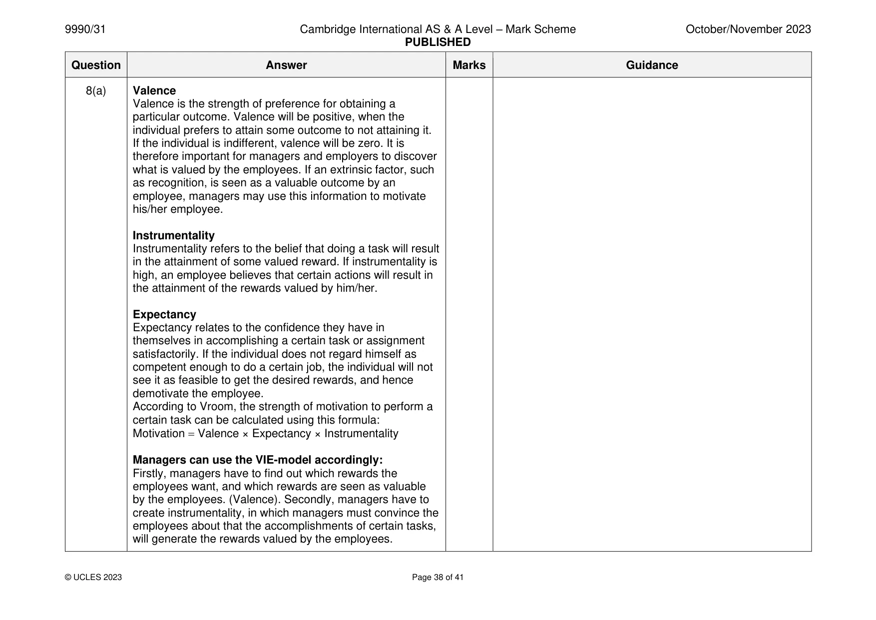 Mark scheme, page 38 of 41