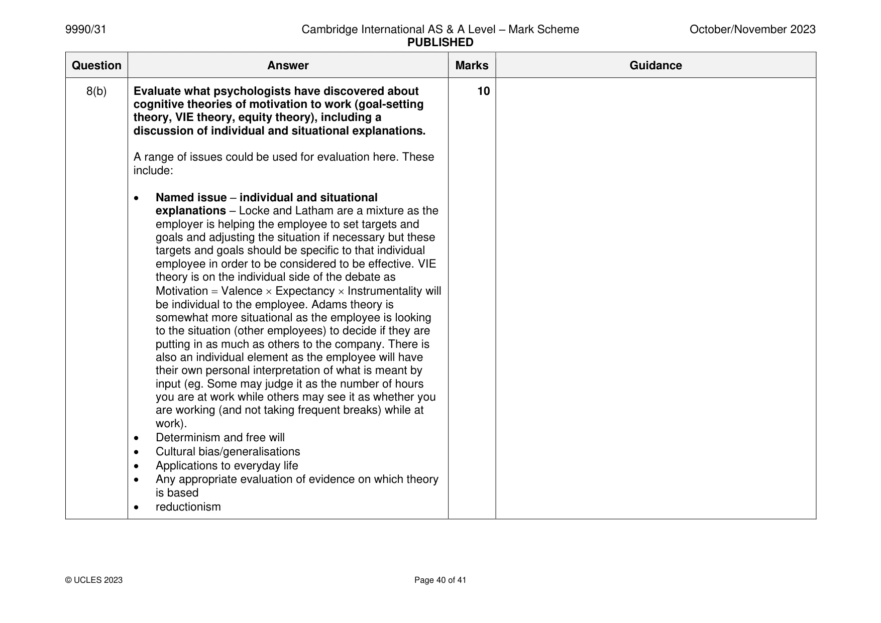 Mark scheme, page 40 of 41