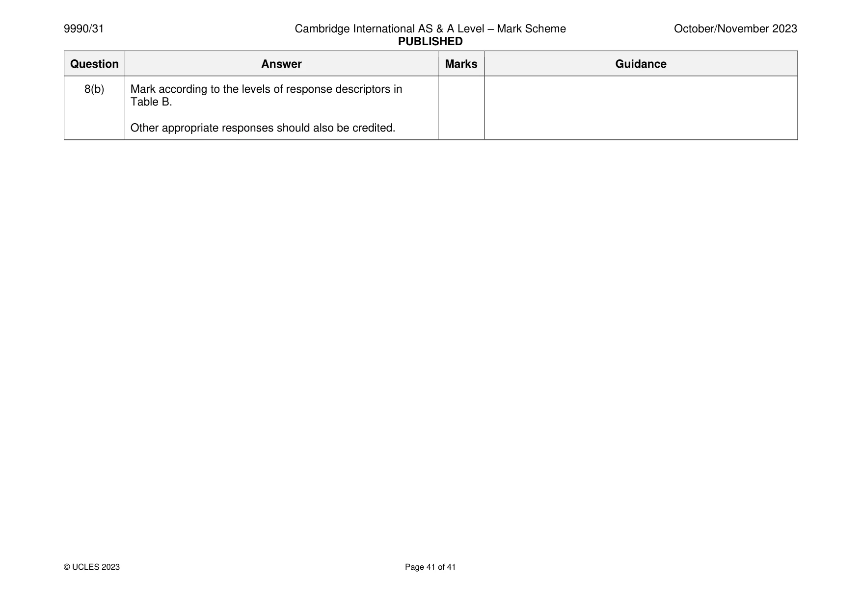 Mark scheme, page 41 of 41