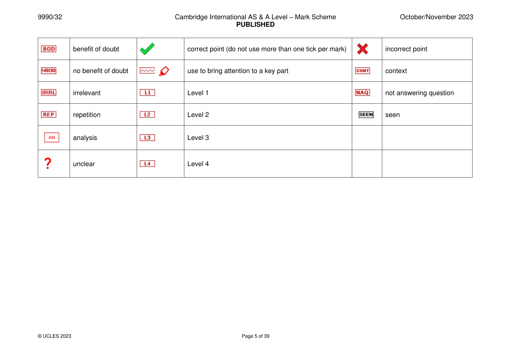 Mark scheme, page 5 of 39