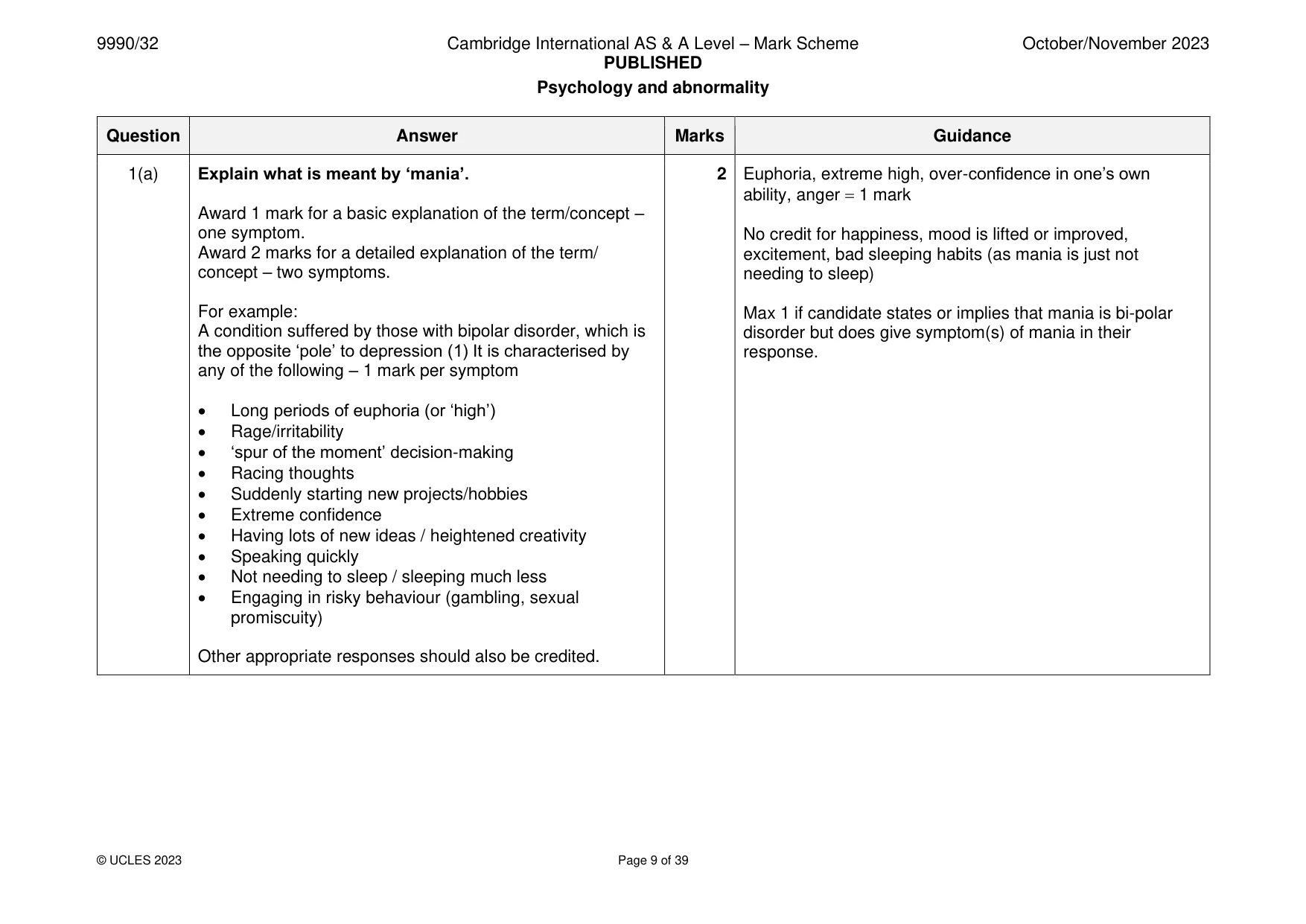 Mark scheme, page 9 of 39