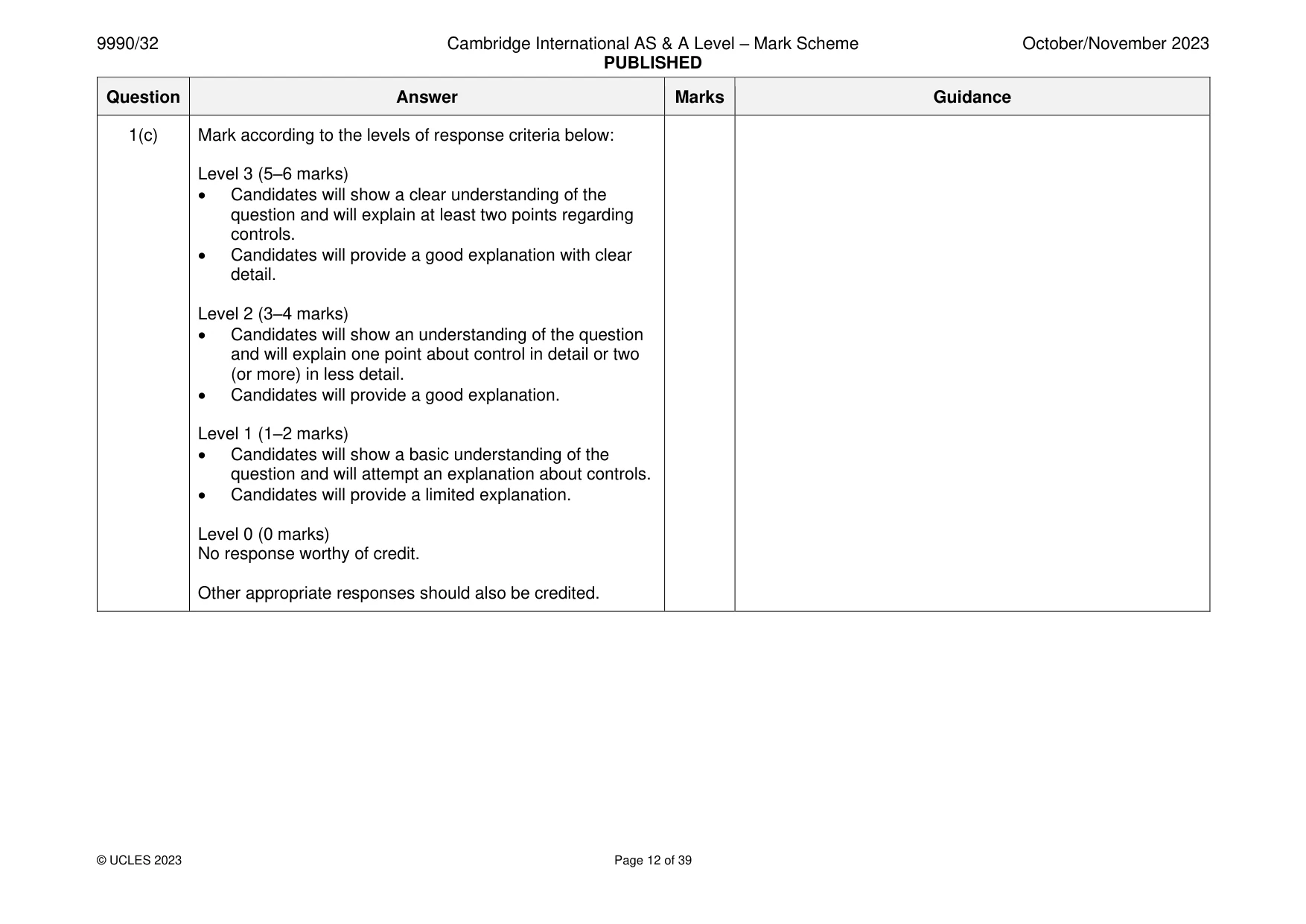 Mark scheme, page 12 of 39