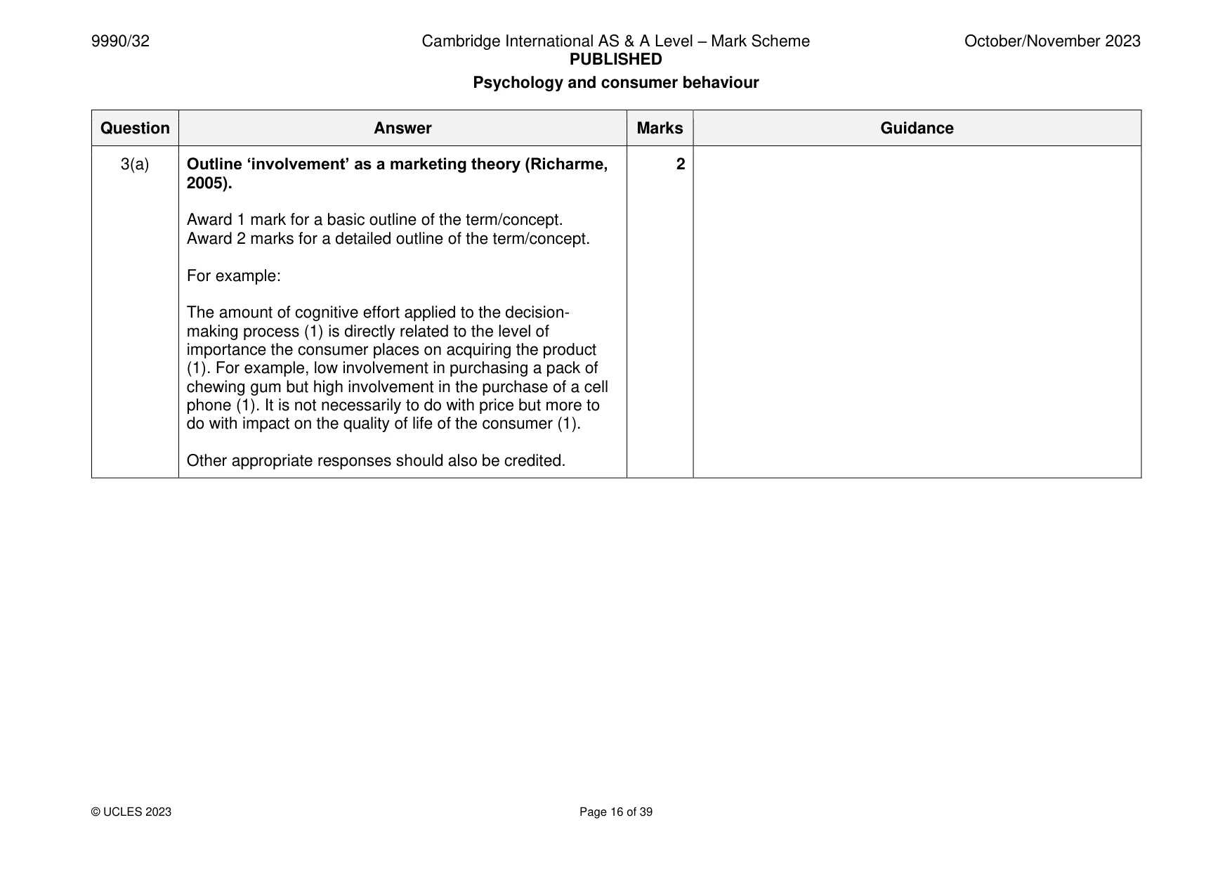 Mark scheme, page 16 of 39