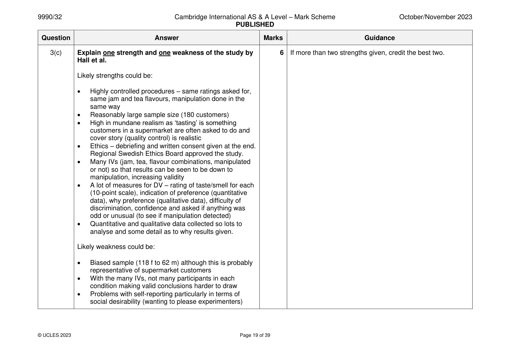 Mark scheme, page 19 of 39