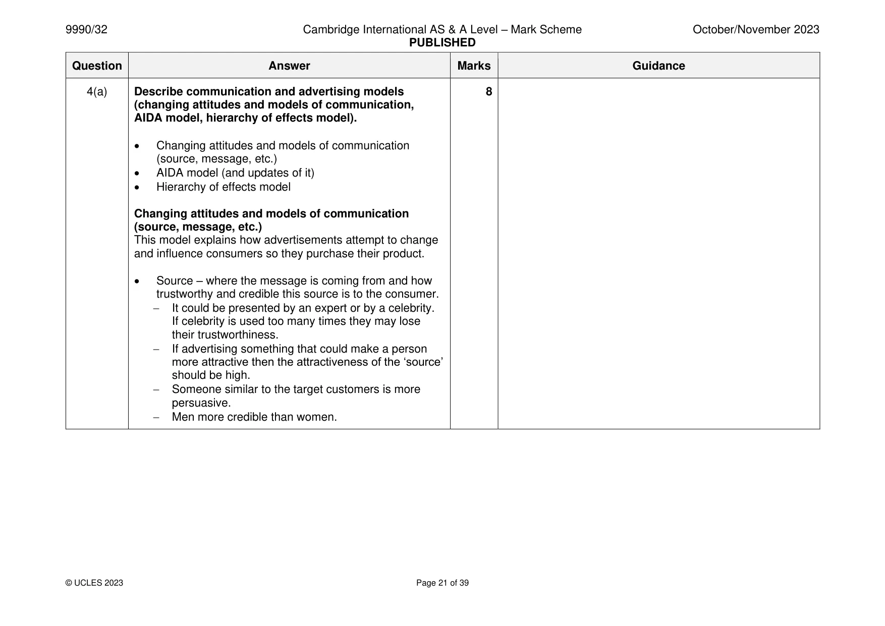 Mark scheme, page 21 of 39