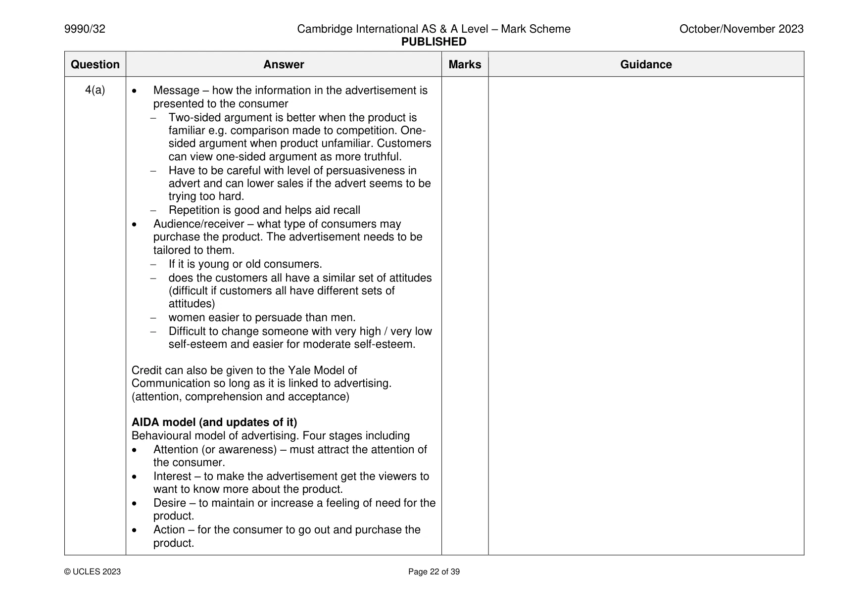 Mark scheme, page 22 of 39