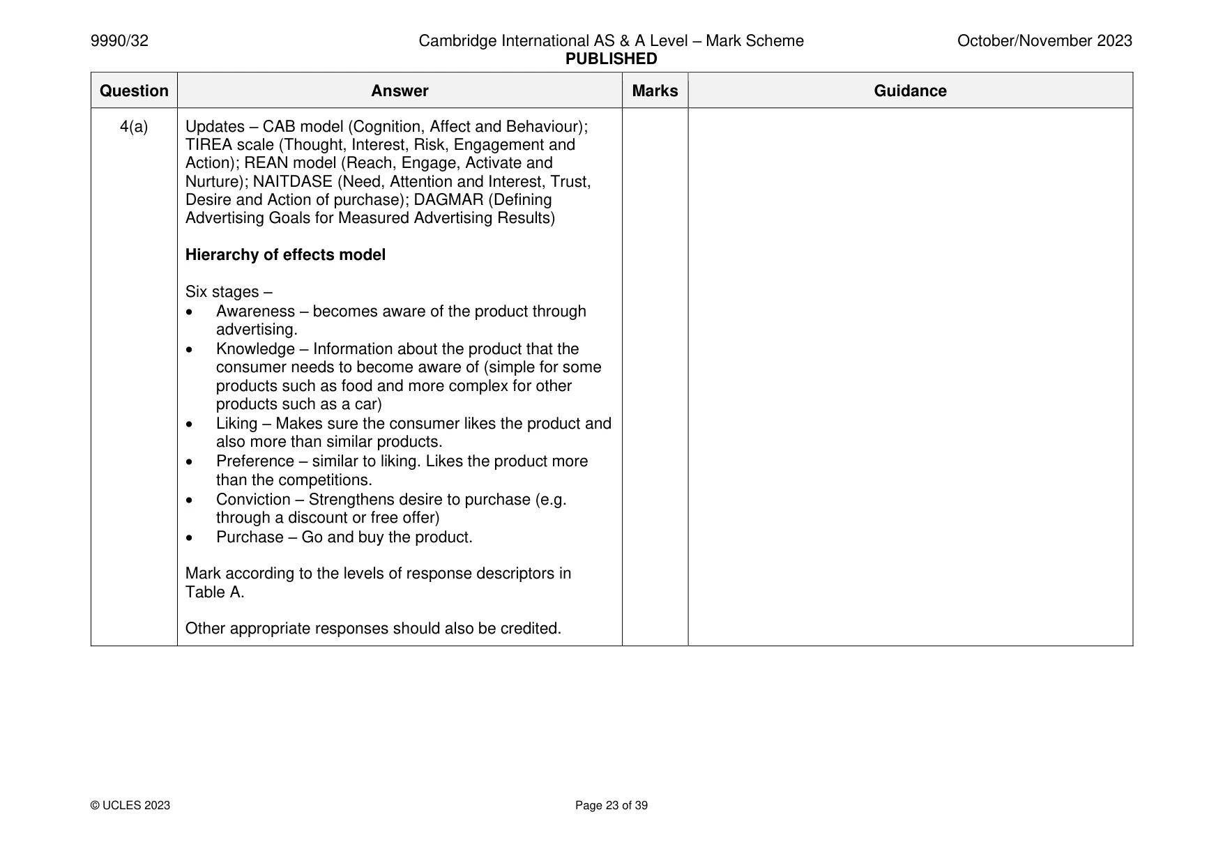 Mark scheme, page 23 of 39