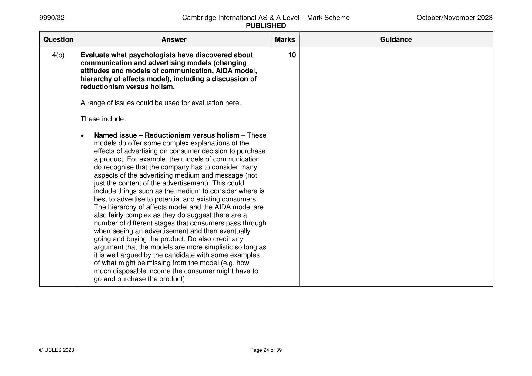 Mark scheme, page 24 of 39