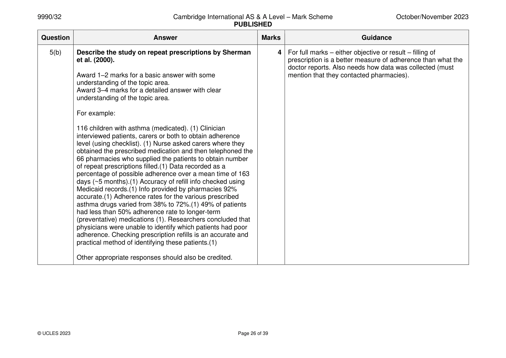 Mark scheme, page 26 of 39