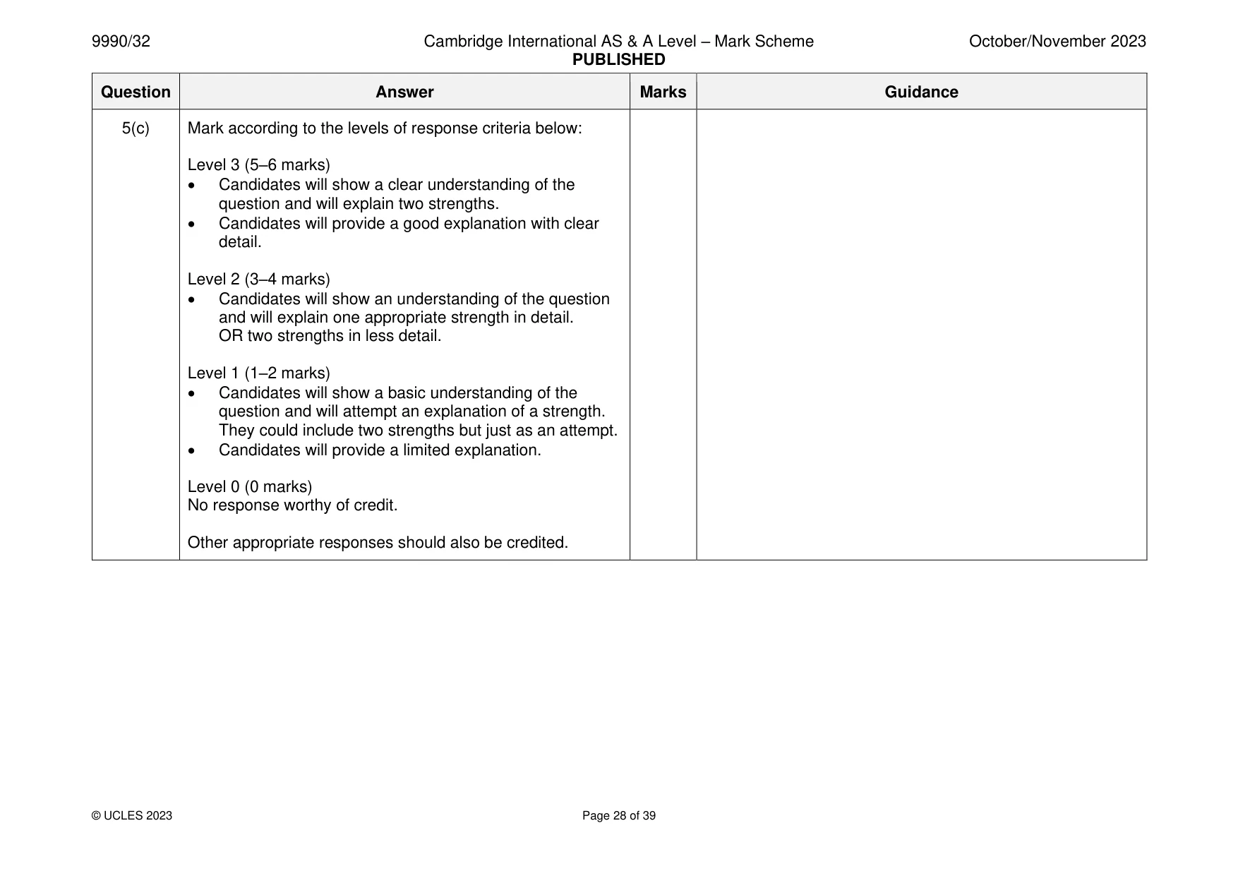 Mark scheme, page 28 of 39