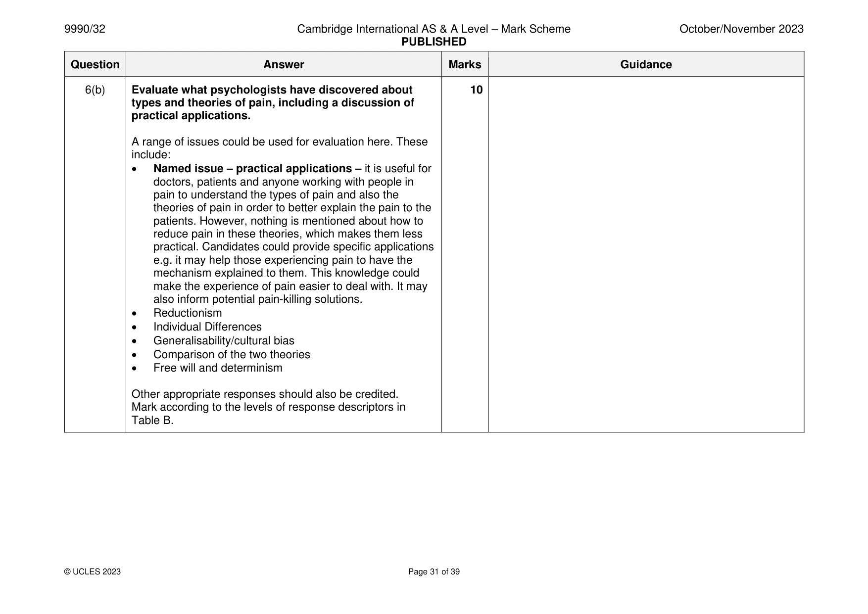 Mark scheme, page 31 of 39