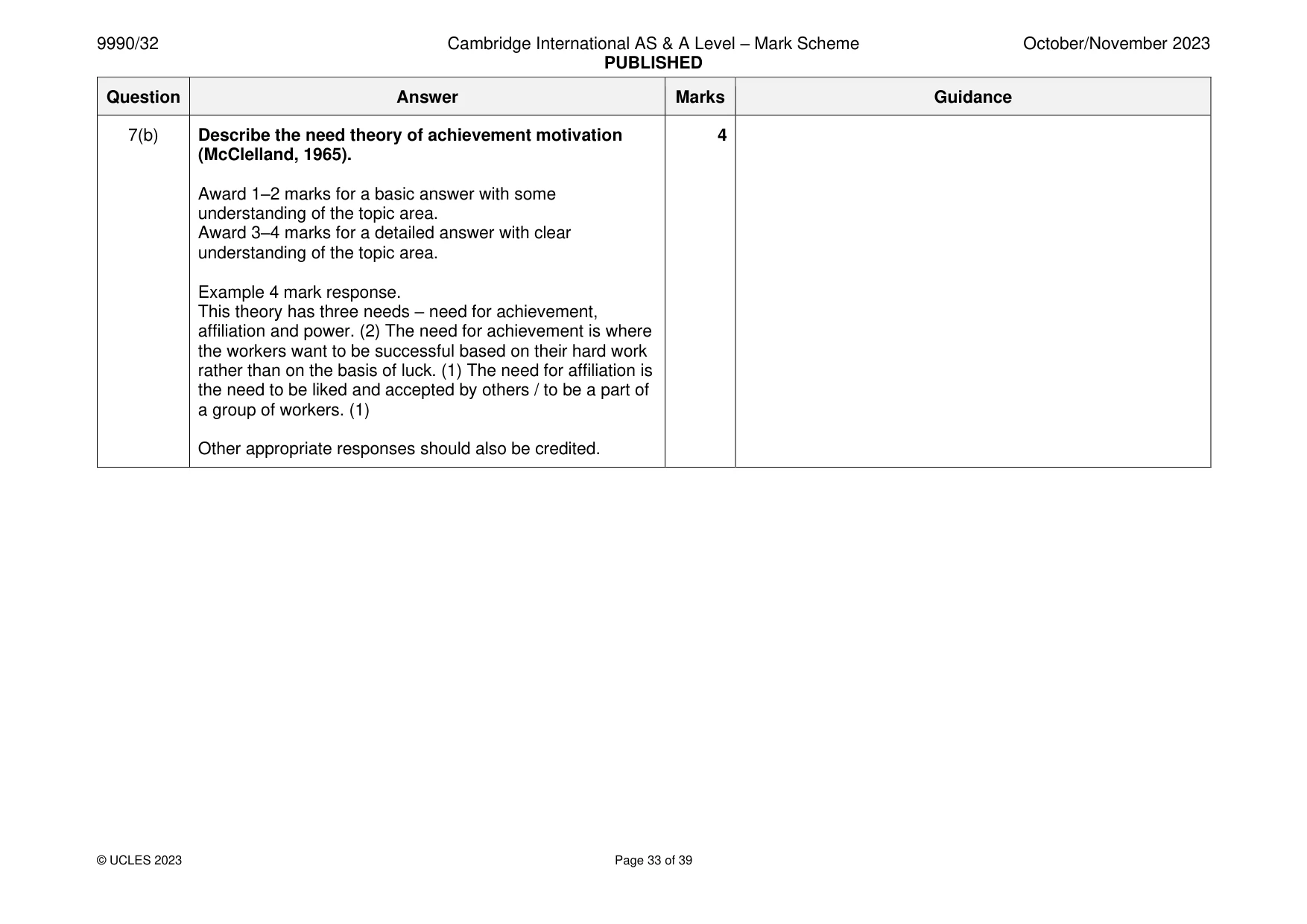 Mark scheme, page 33 of 39