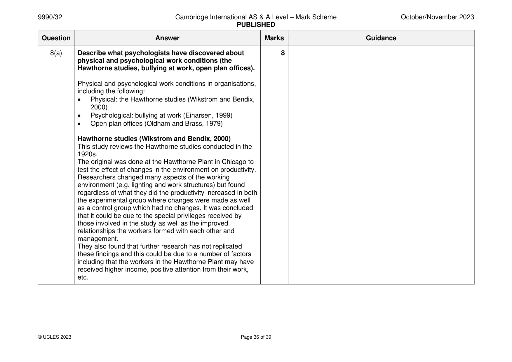 Mark scheme, page 36 of 39