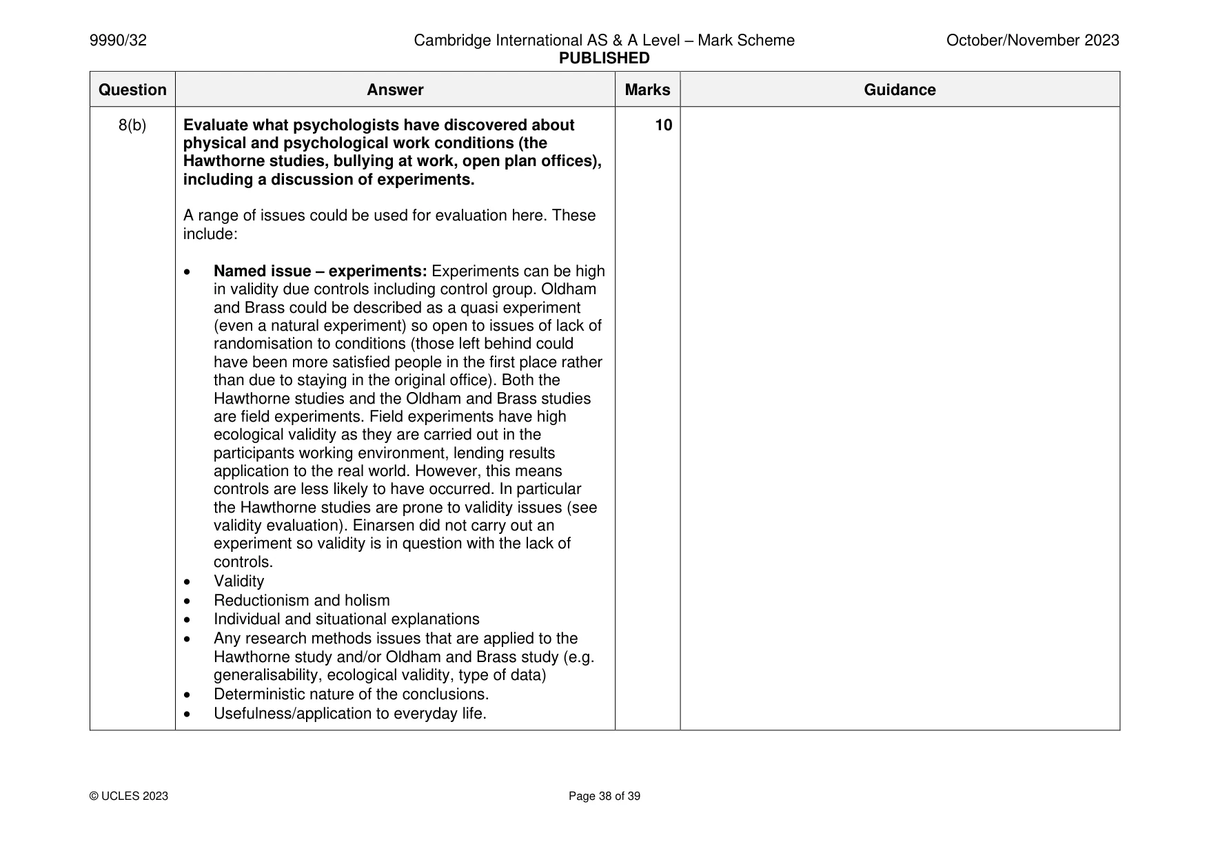 Mark scheme, page 38 of 39