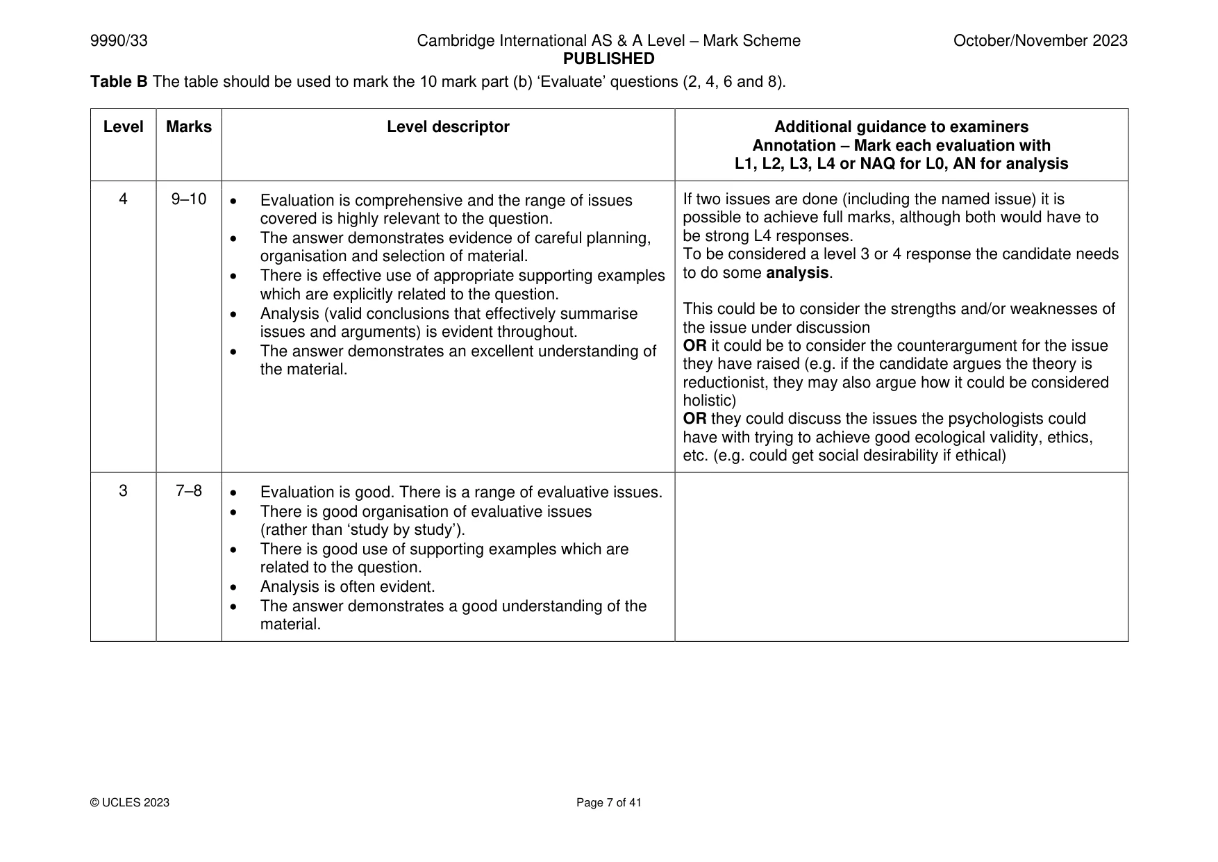 Mark scheme, page 7 of 41