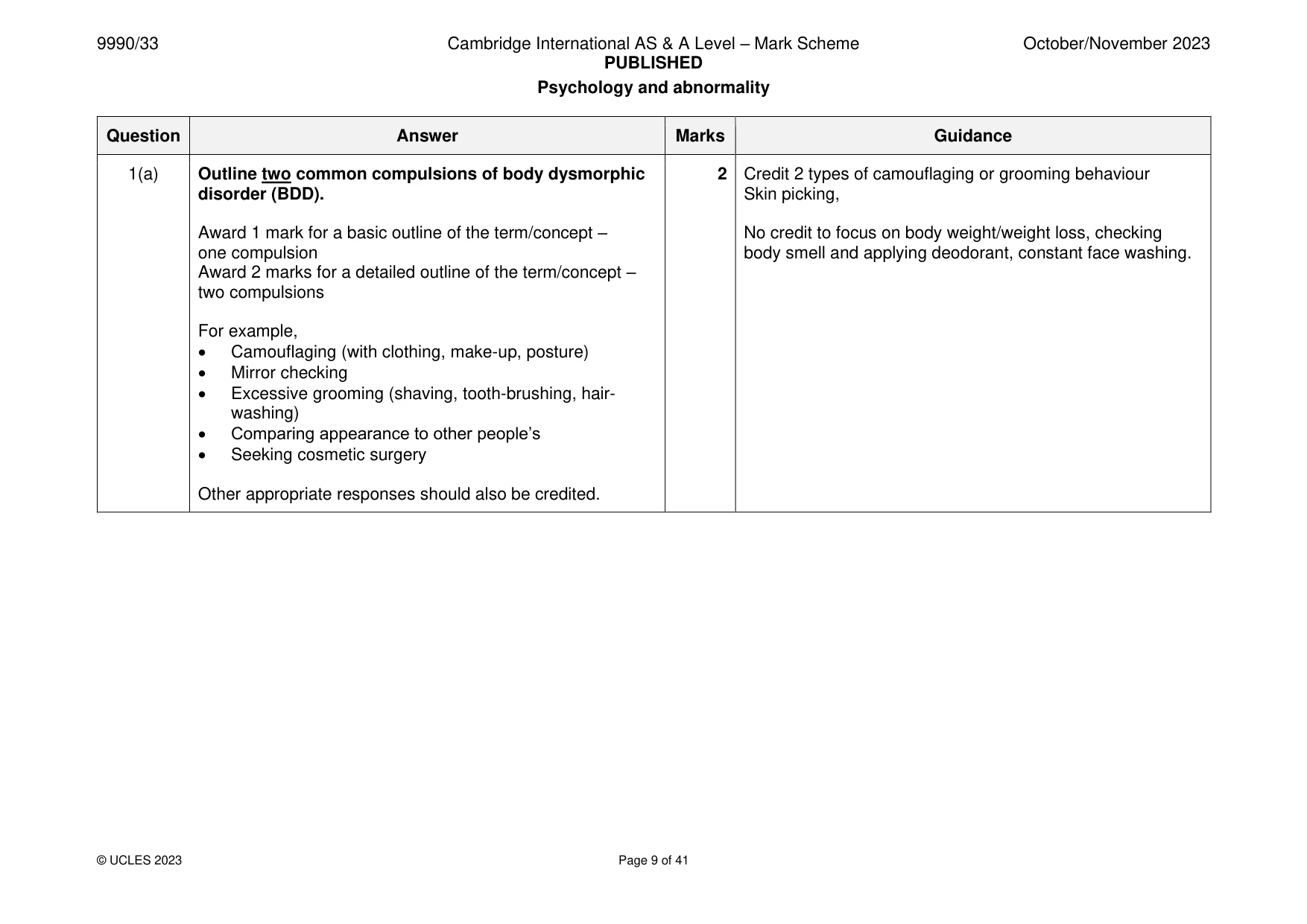 Mark scheme, page 9 of 41