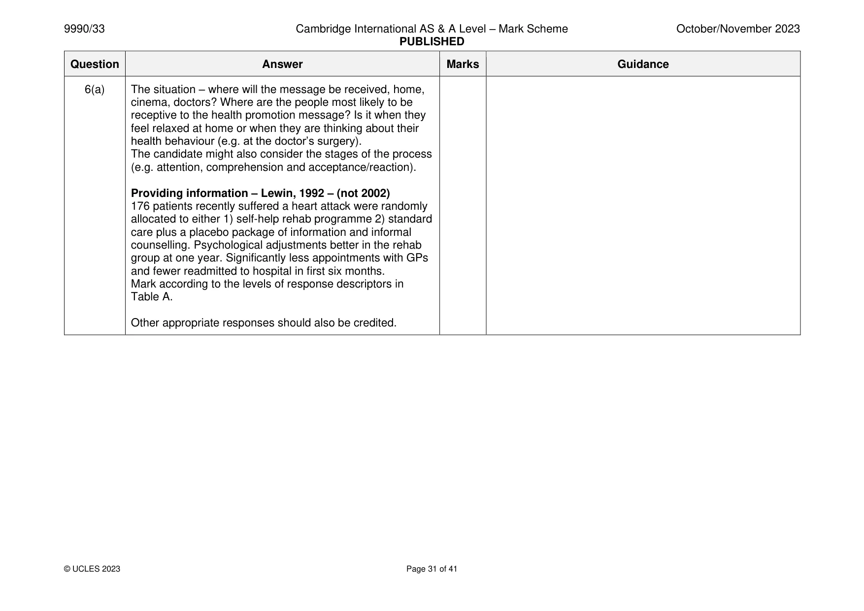 Mark scheme, page 31 of 41