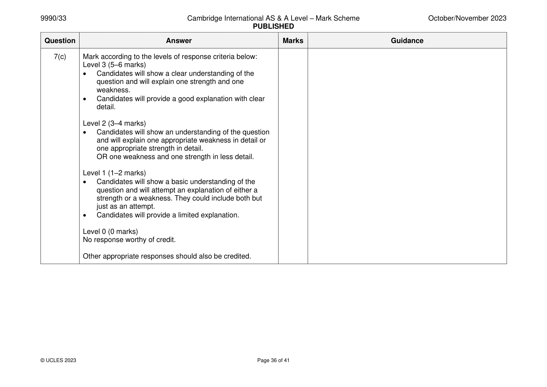 Mark scheme, page 36 of 41