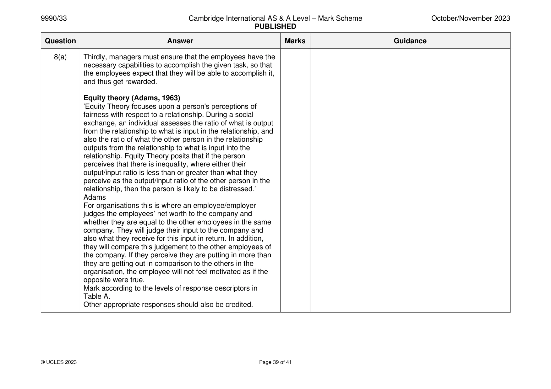 Mark scheme, page 39 of 41