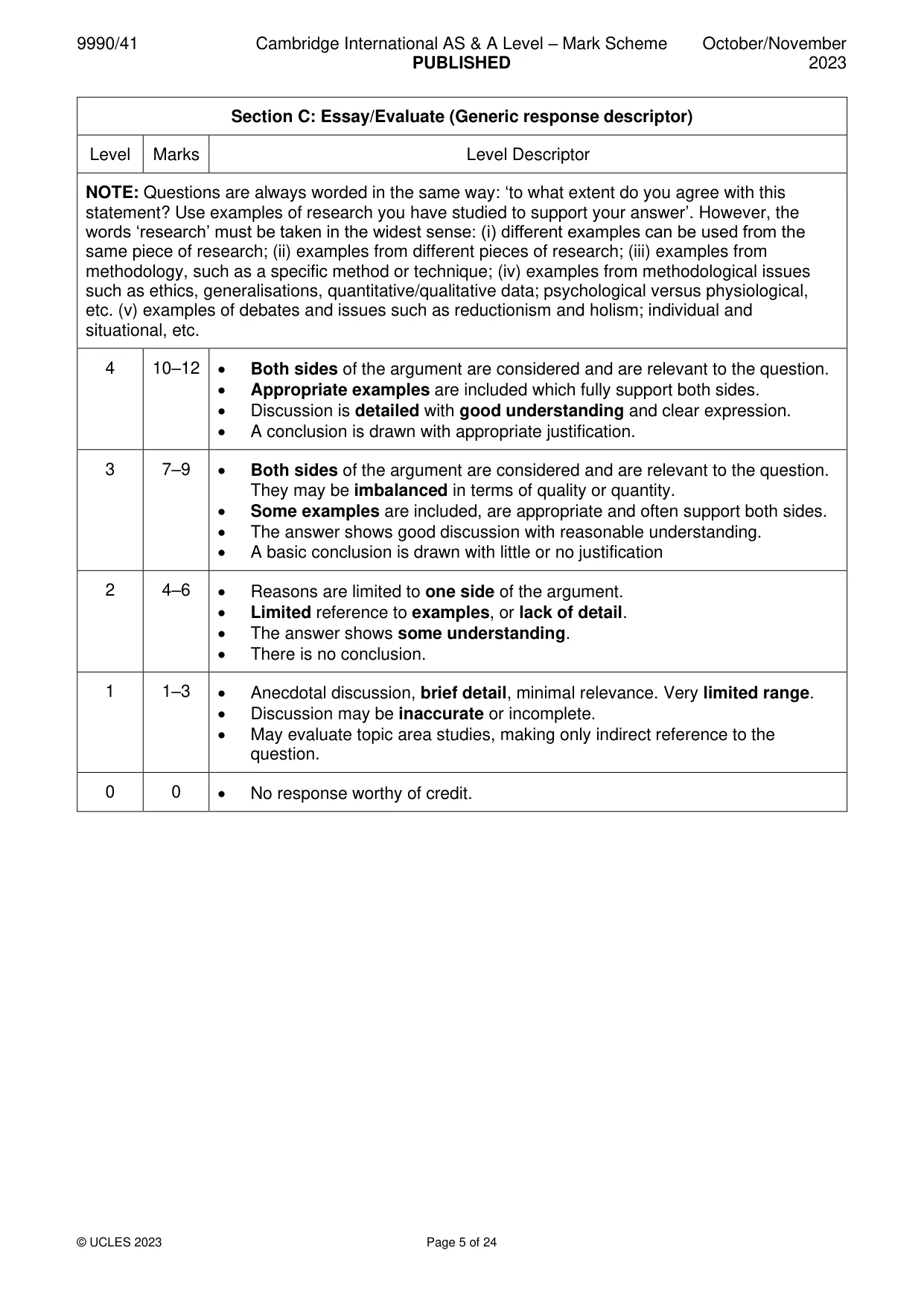 Mark scheme, page 5 of 24