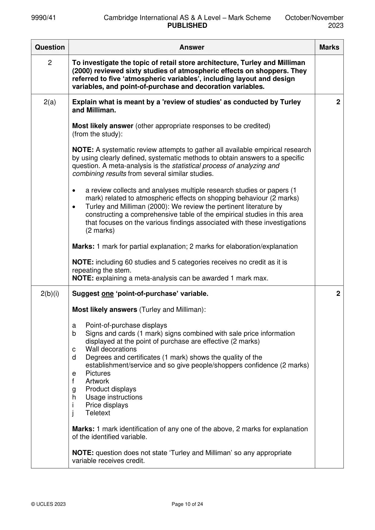 Mark scheme, page 10 of 24