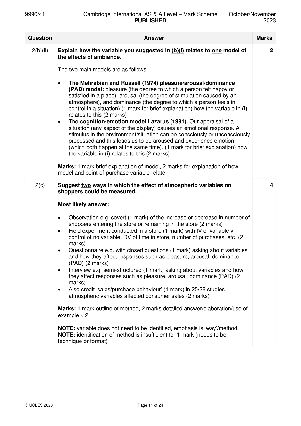 Mark scheme, page 11 of 24