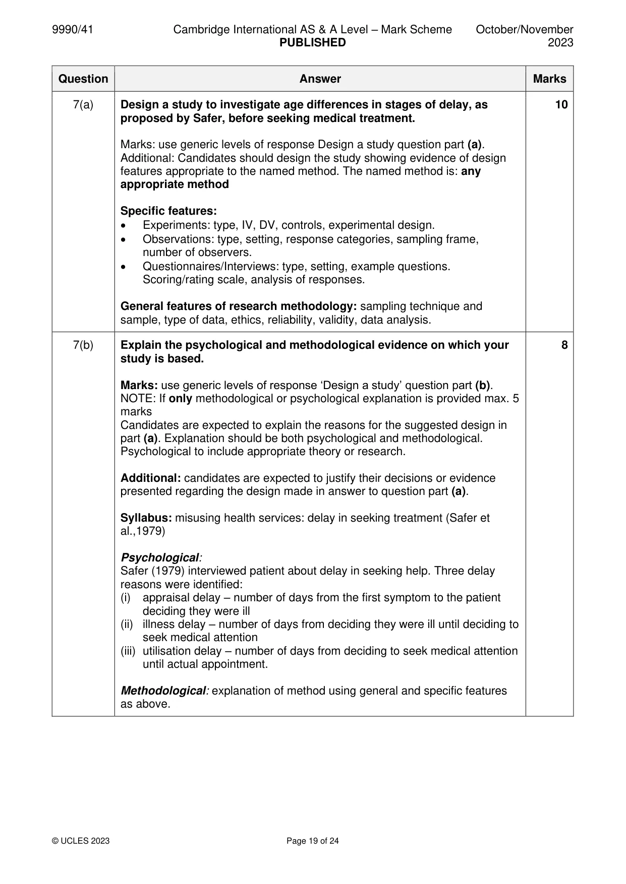 Mark scheme, page 19 of 24