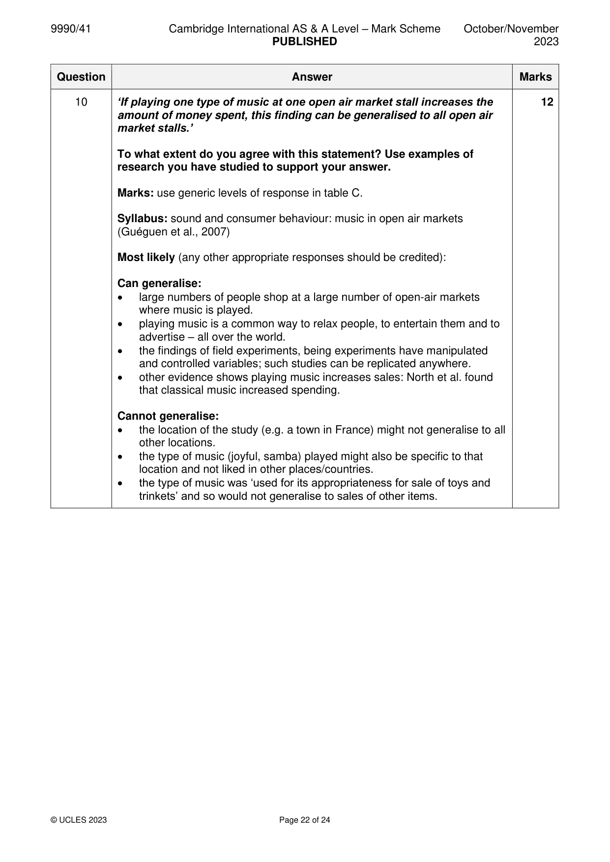 Mark scheme, page 22 of 24