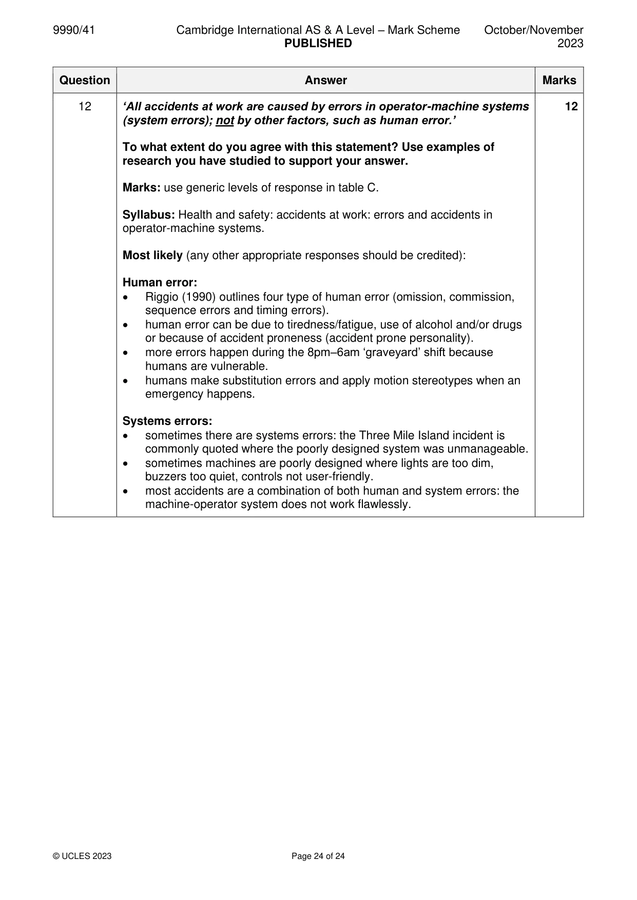 Mark scheme, page 24 of 24