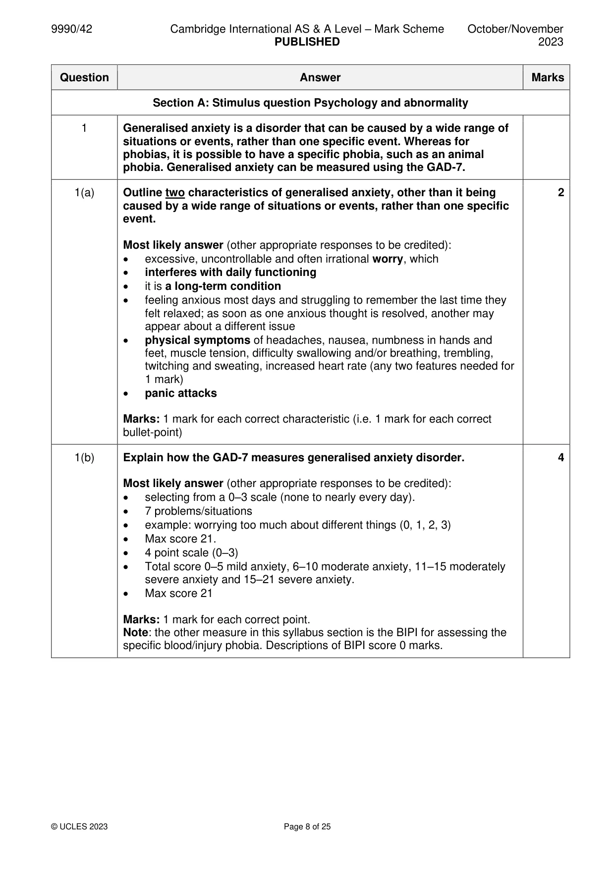 Mark scheme, page 8 of 25