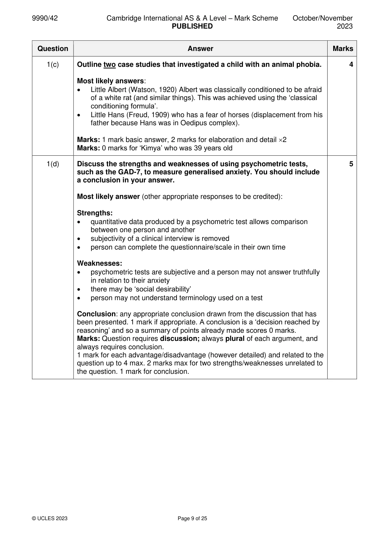 Mark scheme, page 9 of 25