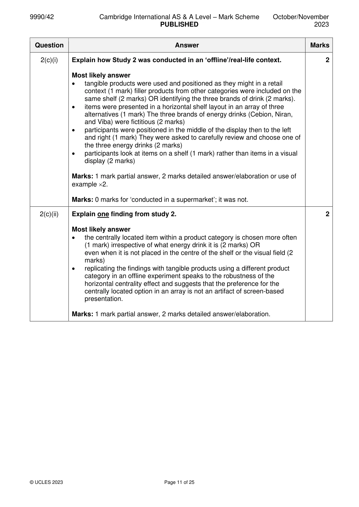 Mark scheme, page 11 of 25