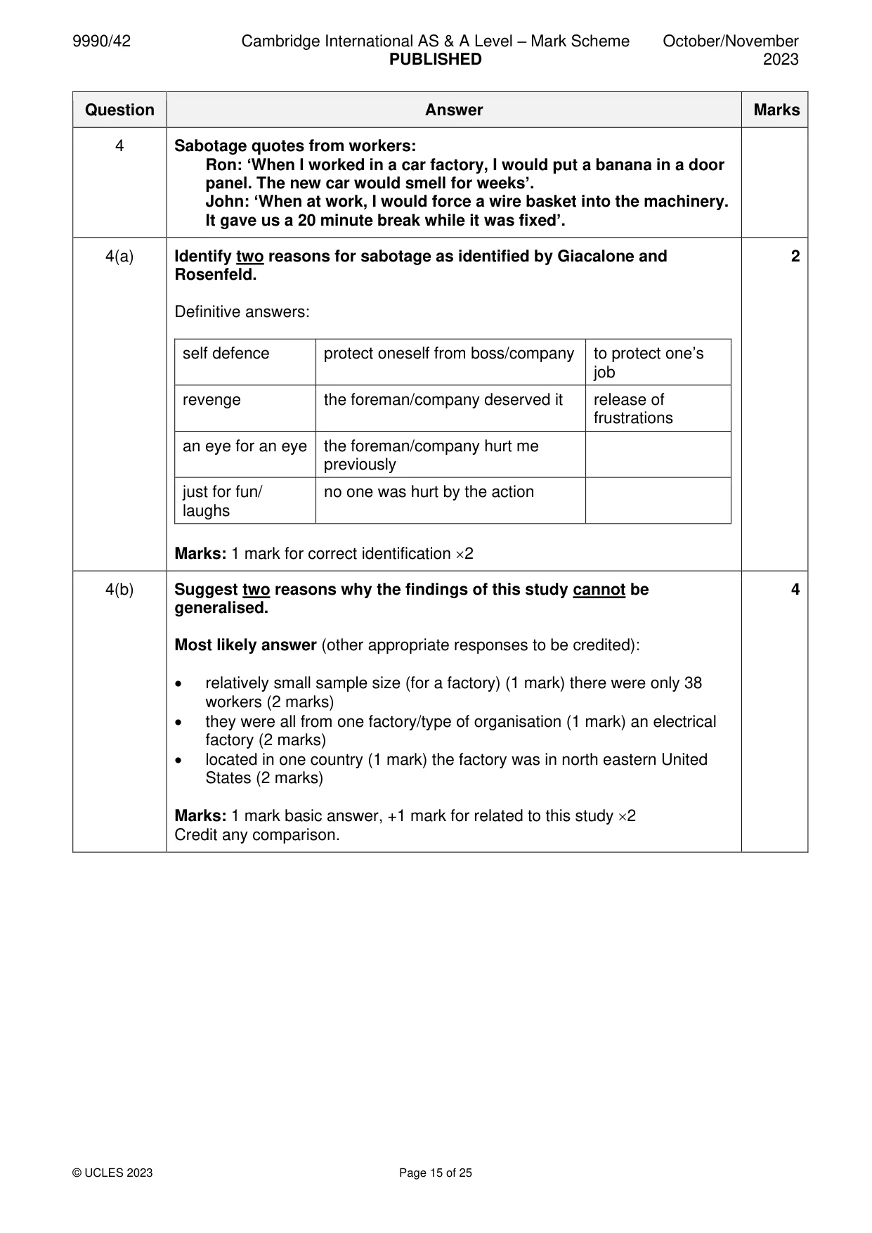 Mark scheme, page 15 of 25