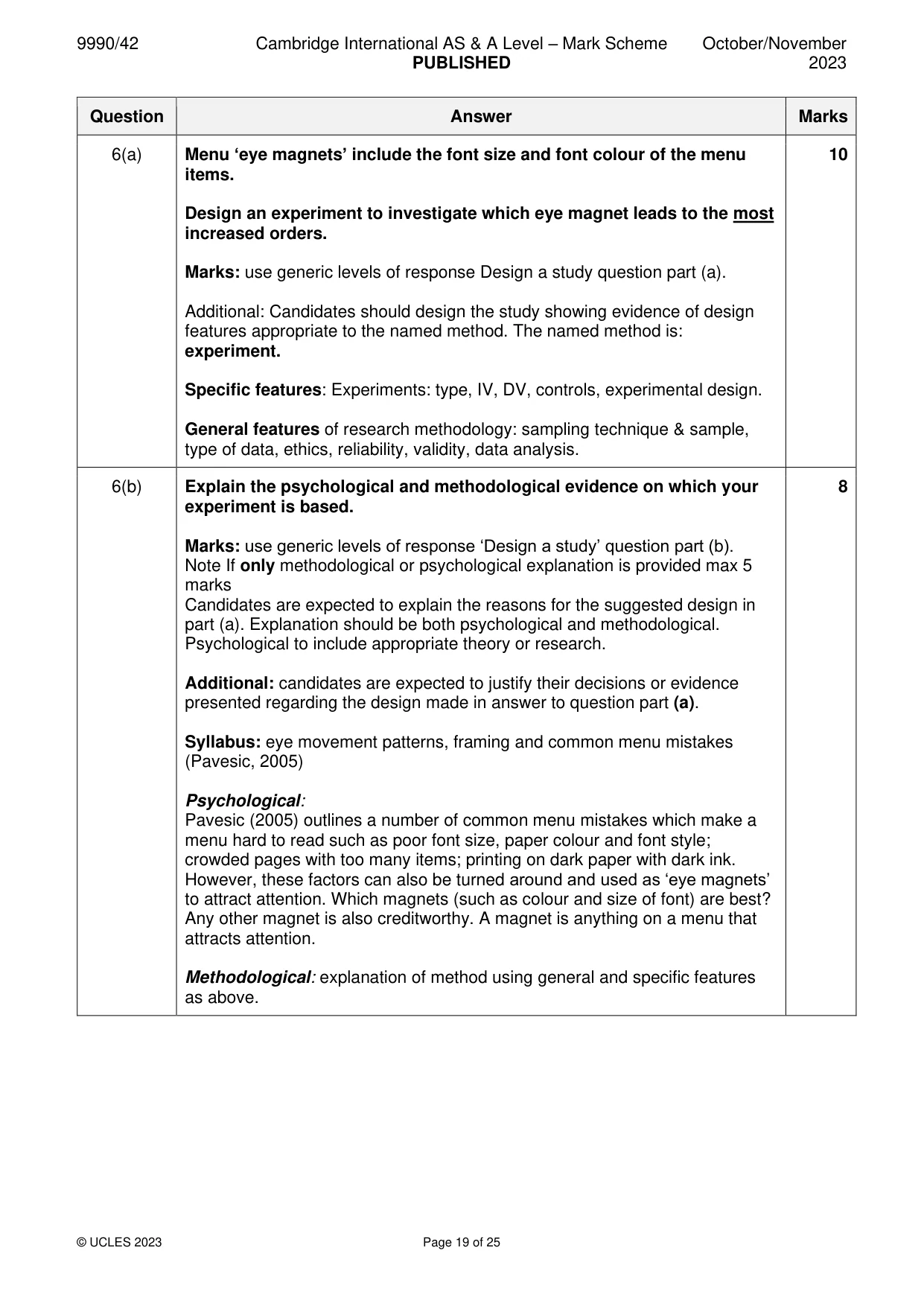 Mark scheme, page 19 of 25