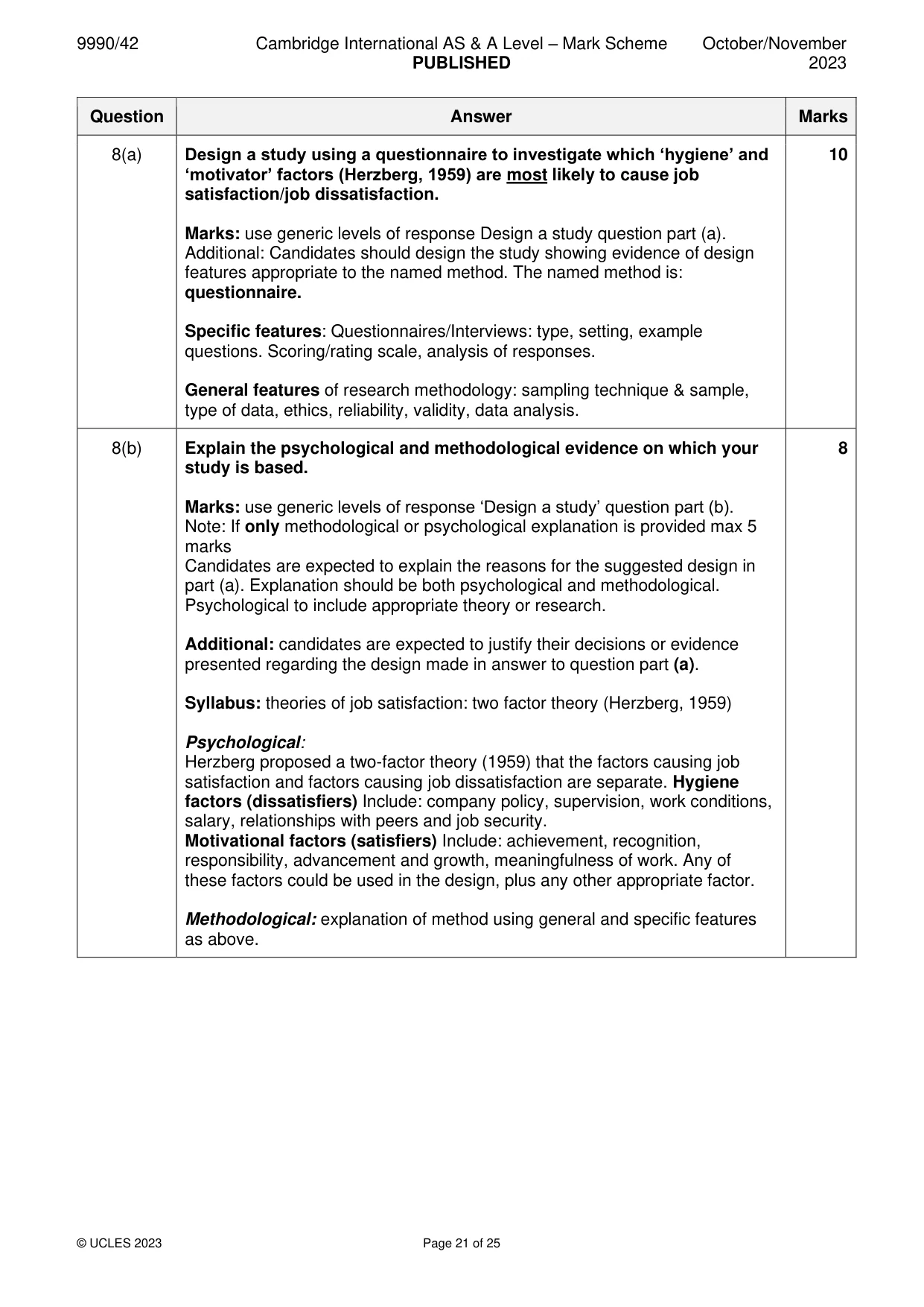 Mark scheme, page 21 of 25