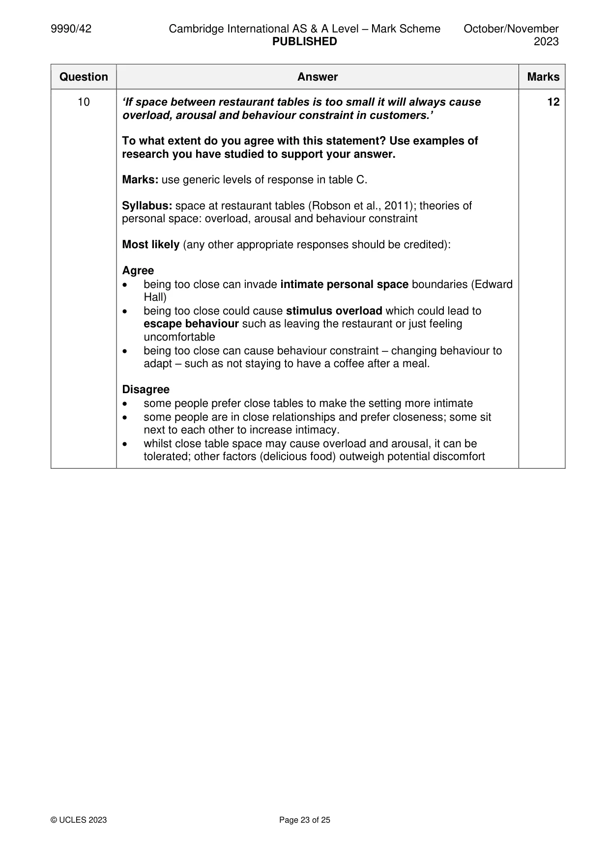 Mark scheme, page 23 of 25