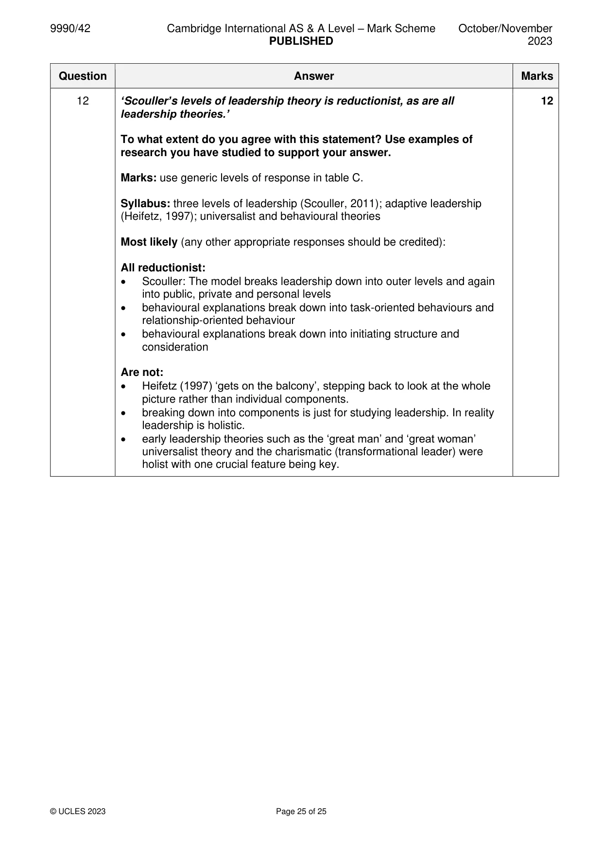Mark scheme, page 25 of 25