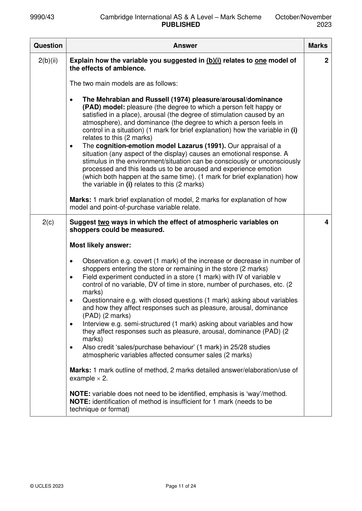 Mark scheme, page 11 of 24