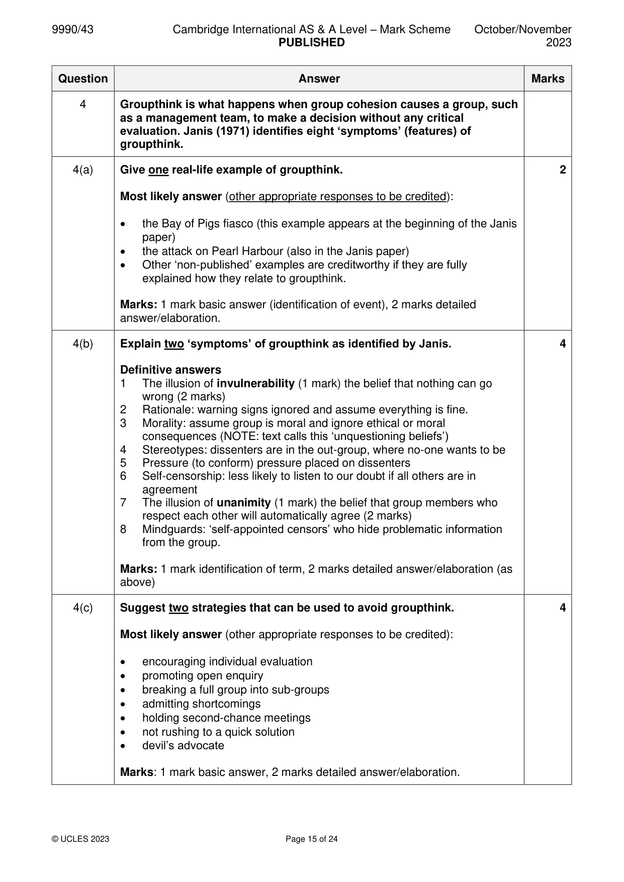 Mark scheme, page 15 of 24